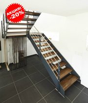 Лестница из ясеня на металлокаркасе -20%